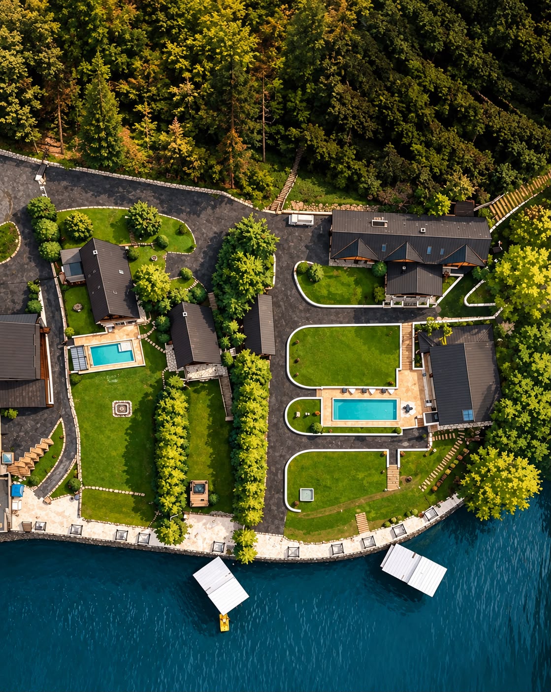 Tărnița Paradise Resort văzut de sus, pe malul lacului